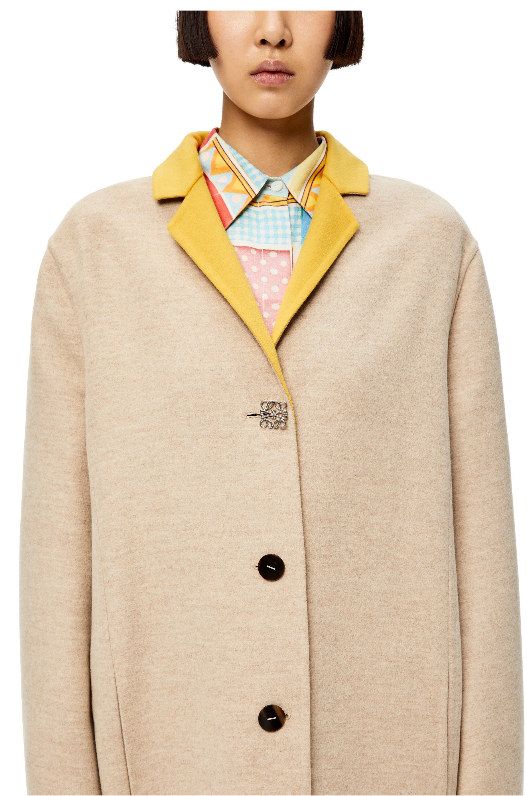 Anagram bi-colour coat in wool and cashmere - 5