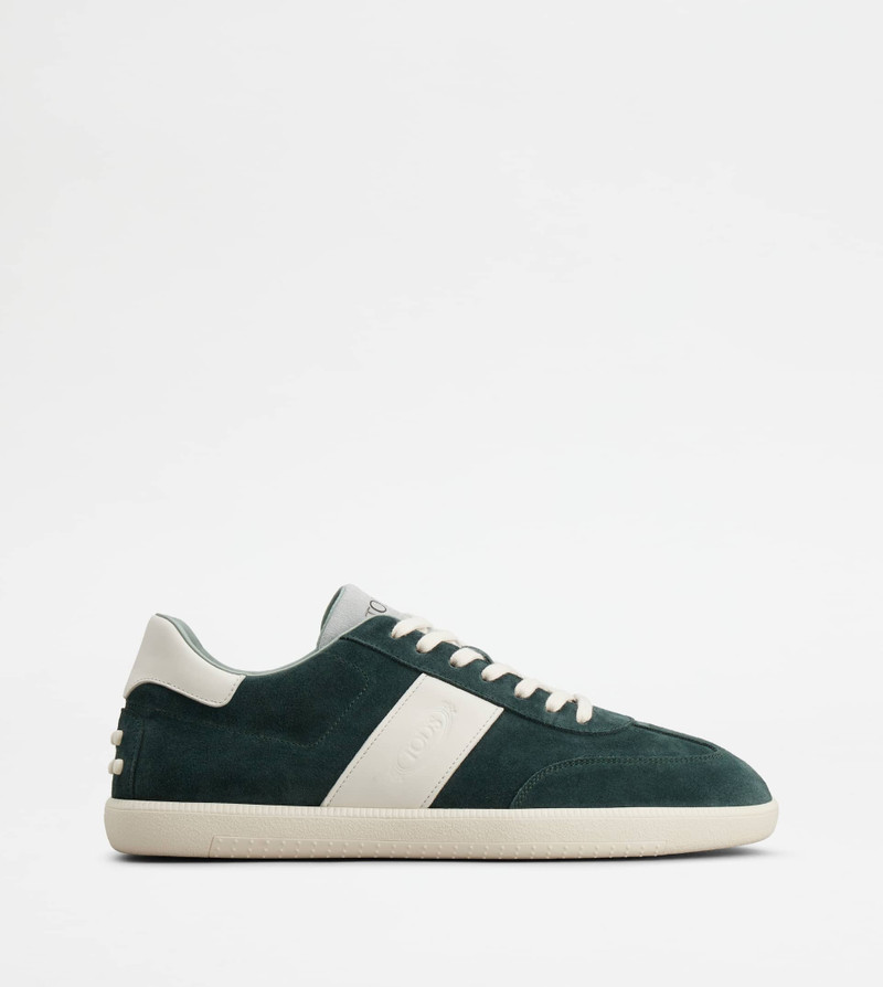 TOD'S TABS SNEAKERS IN SUEDE - GREEN, WHITE, LIGHT BLUE 1