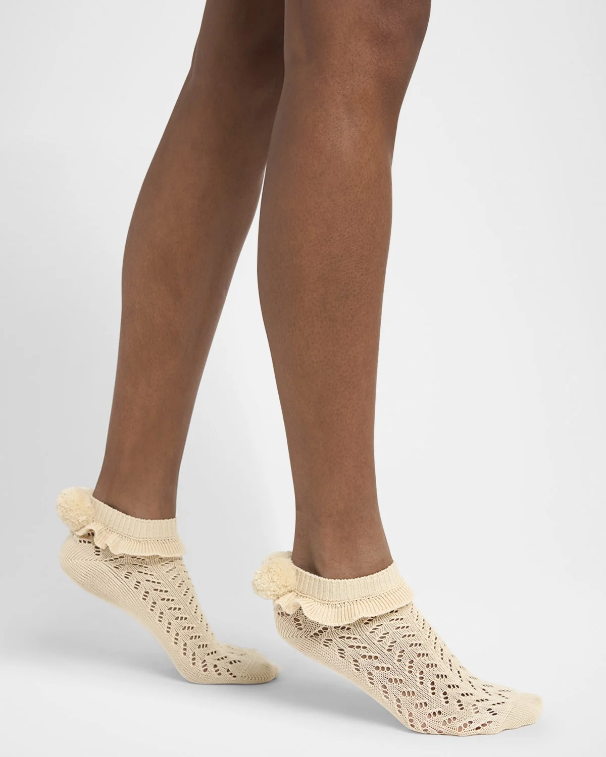Calze Ruffle Pompom Pointelle Ankle Socks - 1
