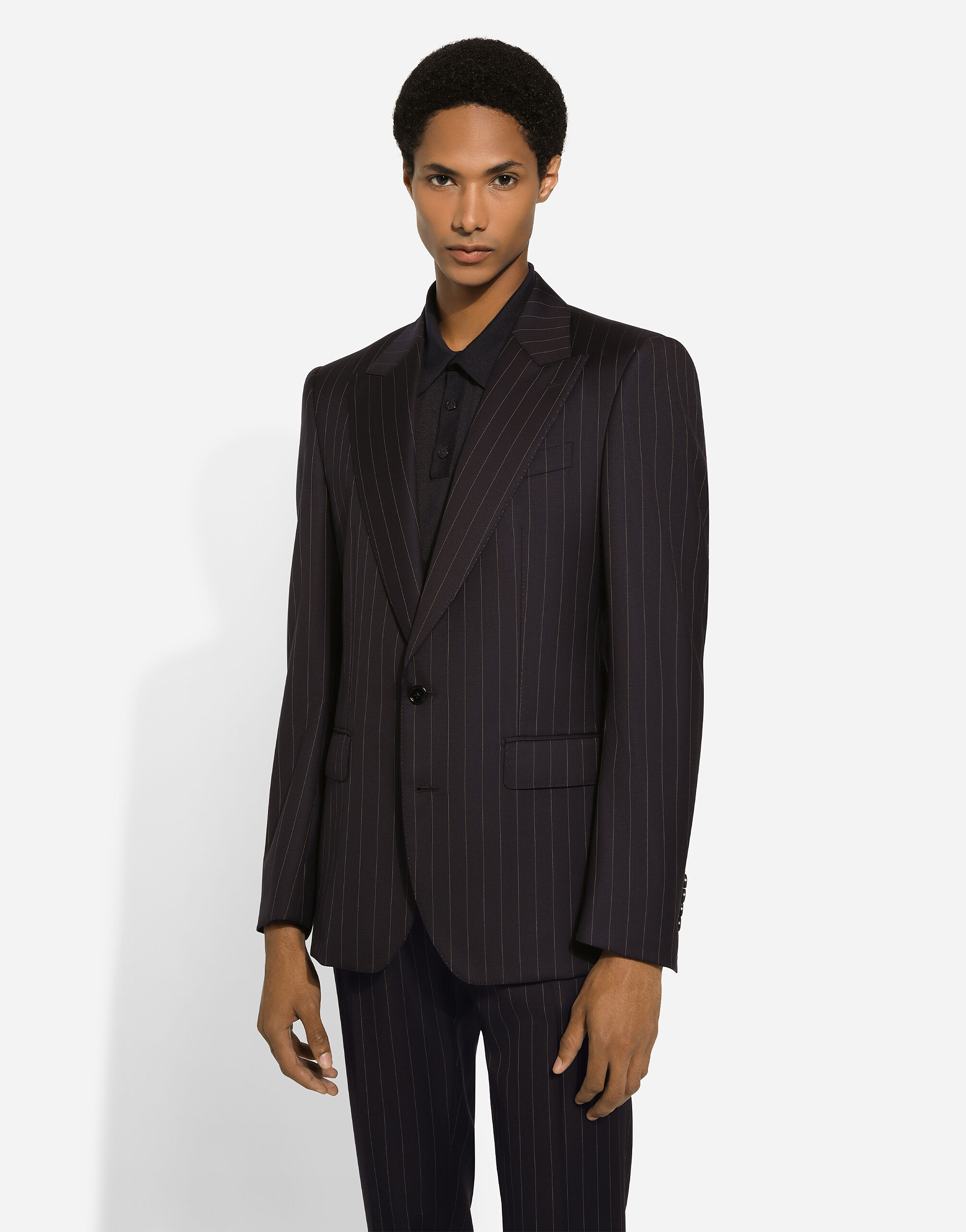 Single-breasted pinstripe wool Sicilia-fit jacket - 4