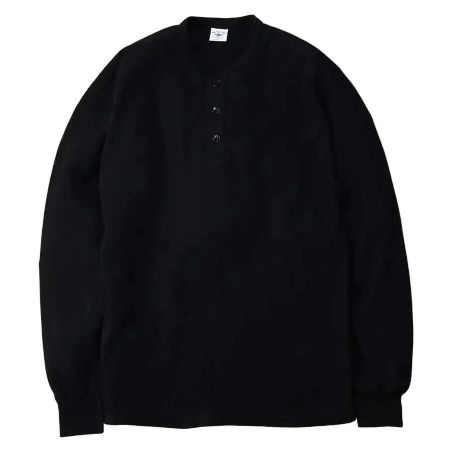 FN-THLH-004 Henley Neck Thermal Black - 1