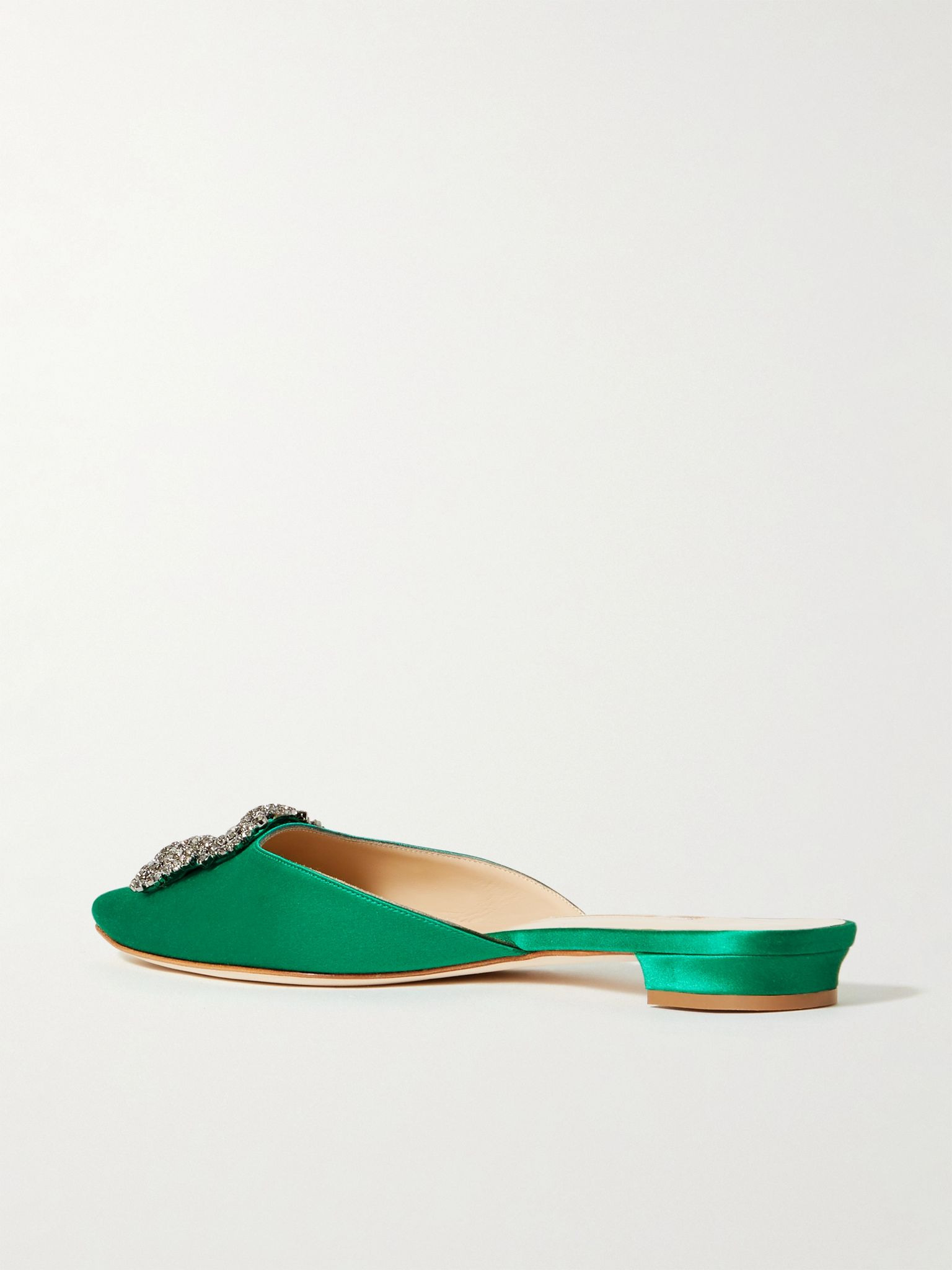 Hangisi crystal-embellished satin slippers Green - 3