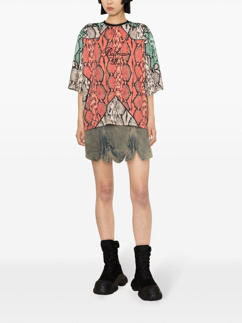 Balmain Python-print organic cotton T-shirt outlook