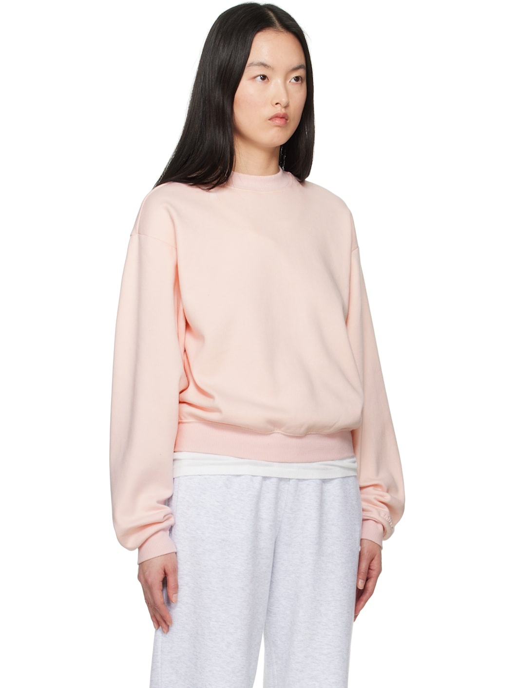 Pink Cotton Fleece Classic Crewneck Sweatshirt - 2