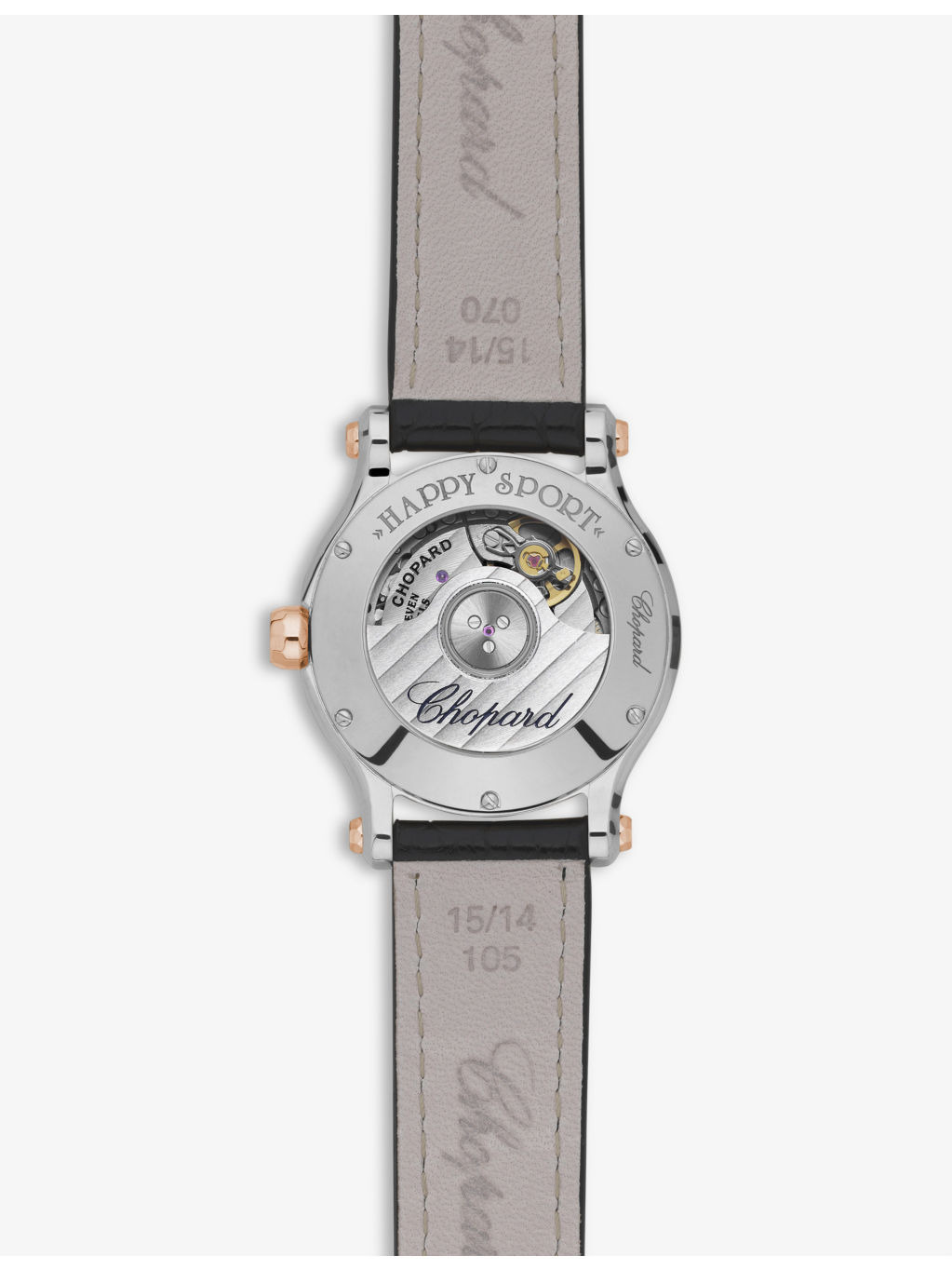 Happy Sport 18ct rose gold, stainless-steel, alligator-embossed leather and 0.14ct diamond self-wind - 2