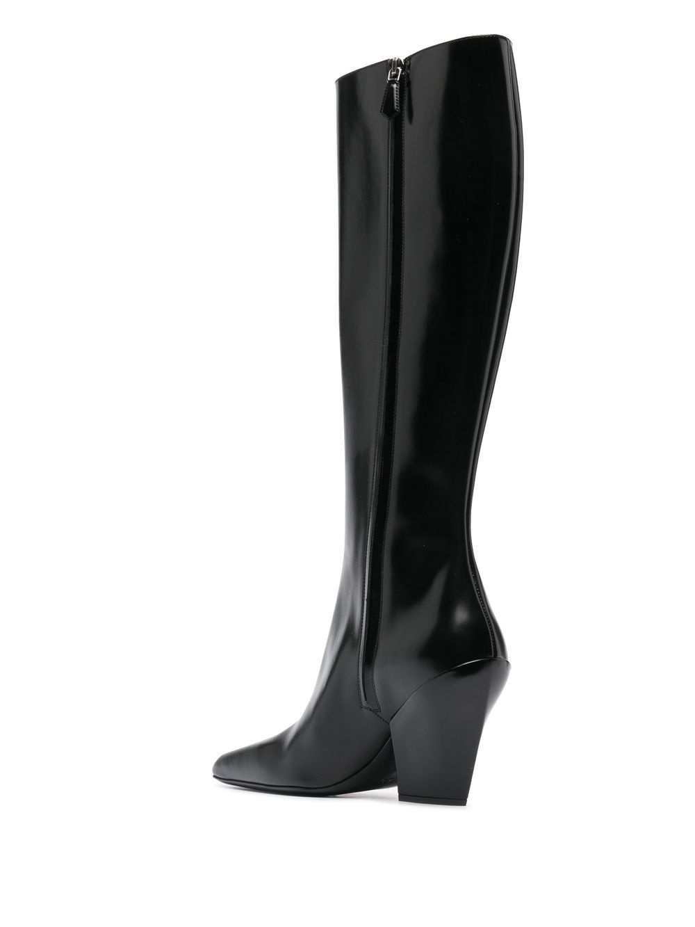 block-heel leather boots - 3