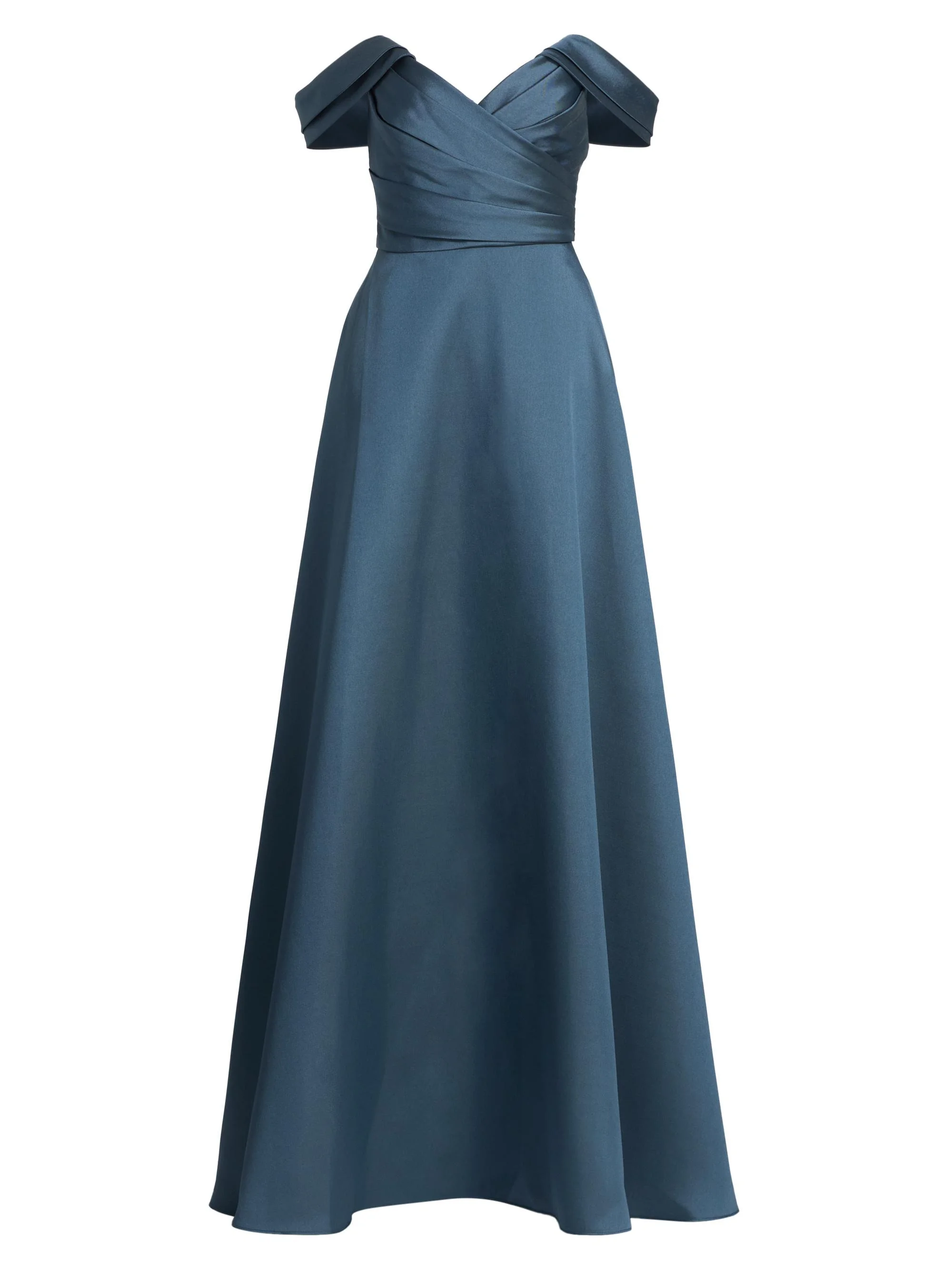 Women's Satin Off-the-Shoulder Gown - Petrol - 1