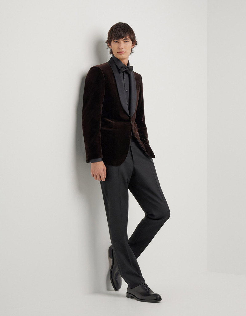 Canali BROWN COTTON VELVET TUXEDO JACKET outlook