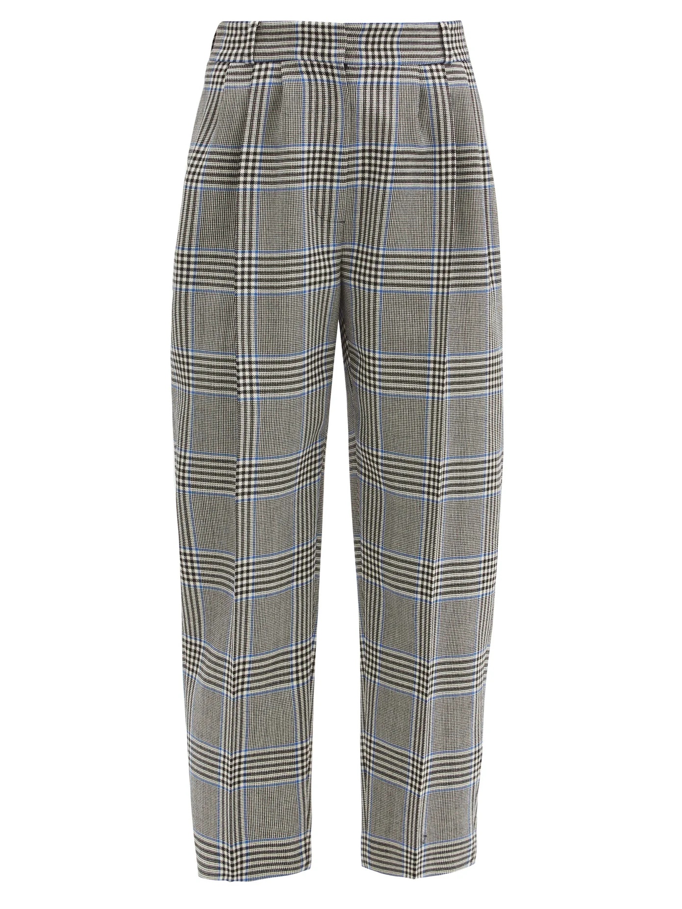 Cropped glen-check wool-twill suit trousers - 1