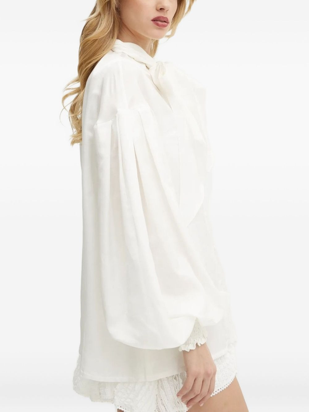 bow-detail balloon-sleeve blouse - 2