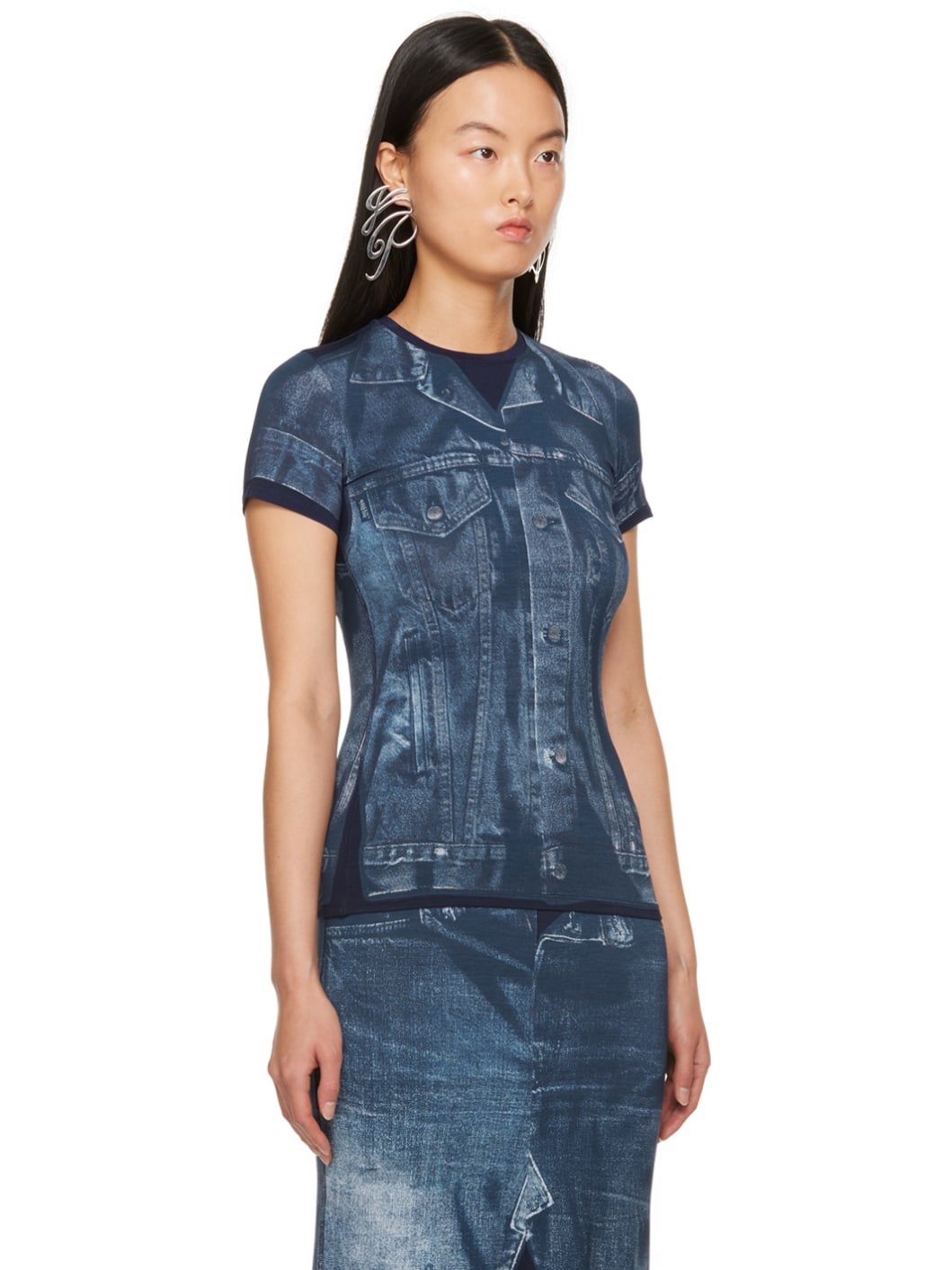Blue Trompe L'œil T-Shirt - 2