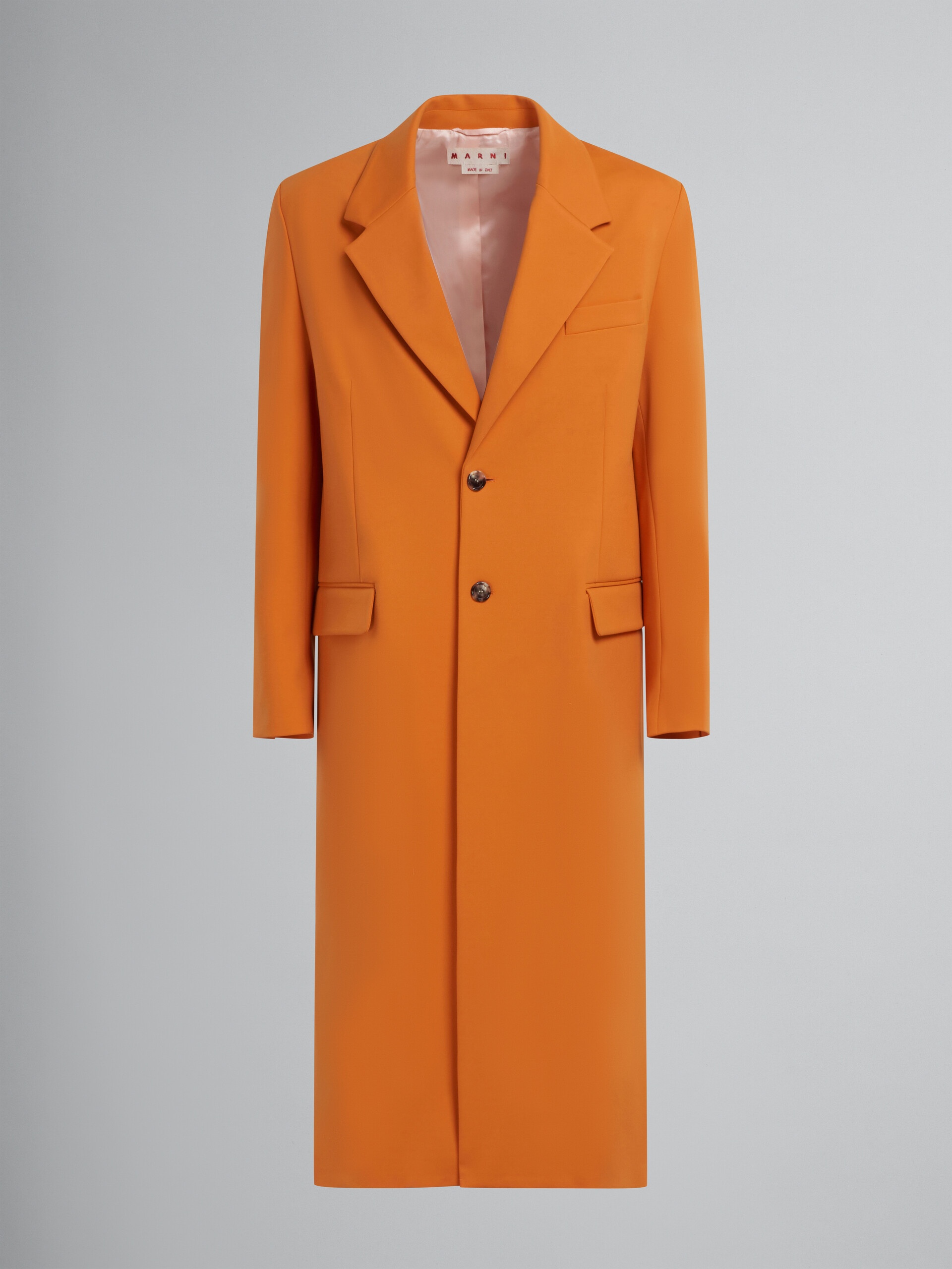 ORANGE SINGLE-BREASTED JERSEY COAT - 1
