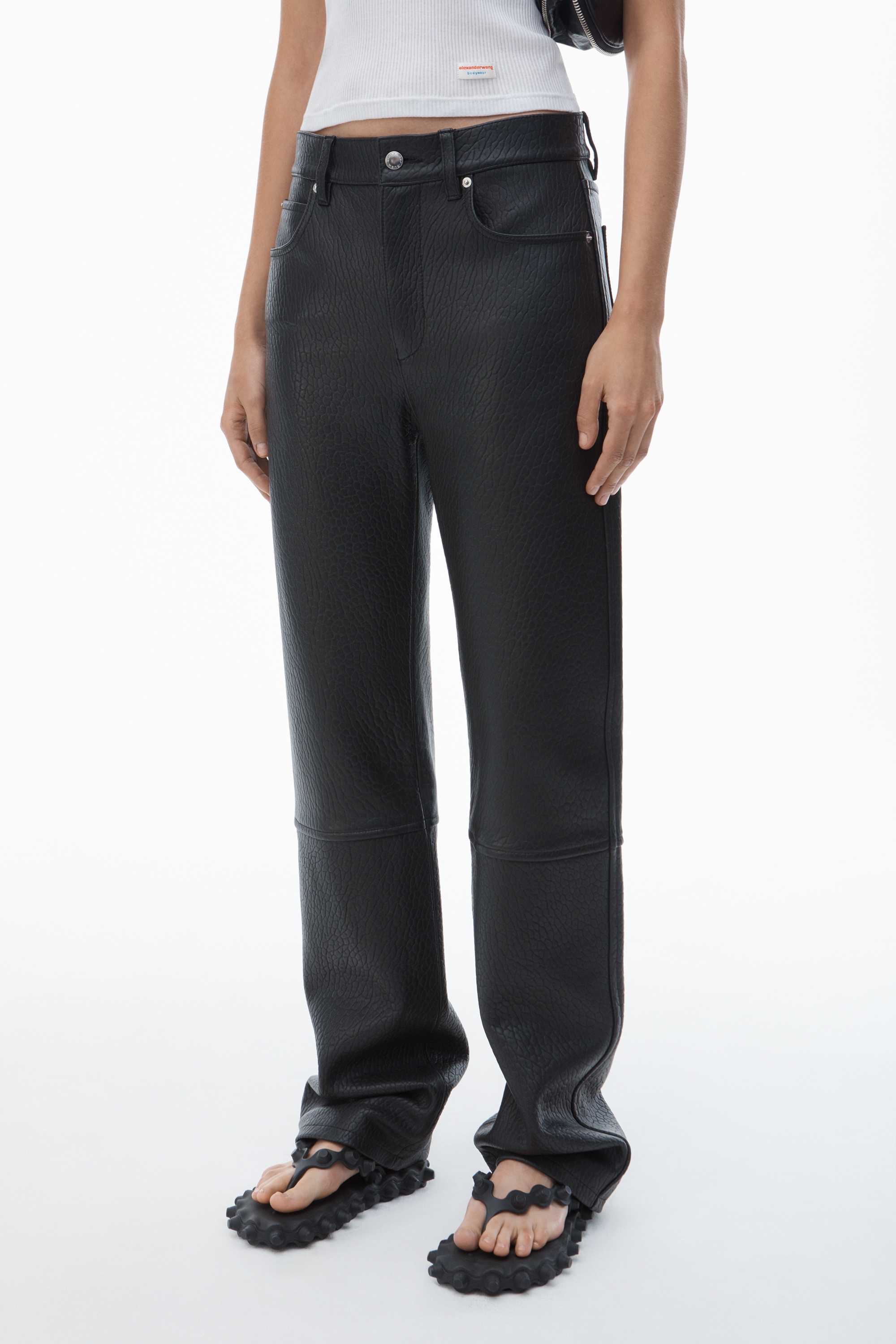 EZ - MID RISE RELAXED STRAIGHT PANT in Primal Nappa Lambskin Leather - 3