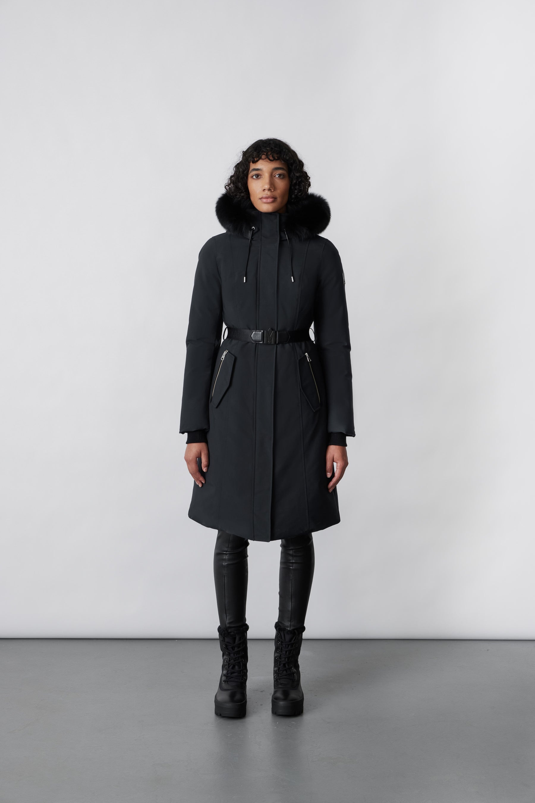 KAILYN Flared down coat with blue fox fur hood - 2
