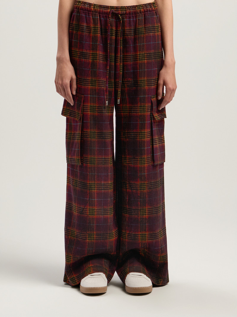 Palm Angels Overdyed Check Cargo Pants outlook