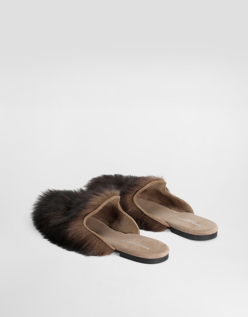Dolce & Gabbana Shearling and suede slippers outlook