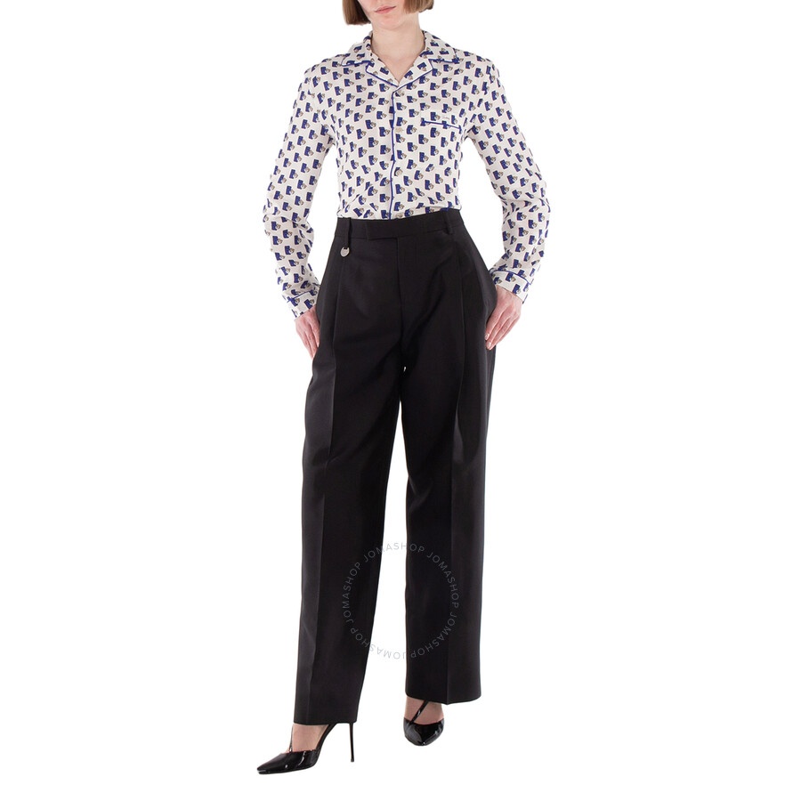 Burberry Wool Silk Pleated Tailored Trousers - 4