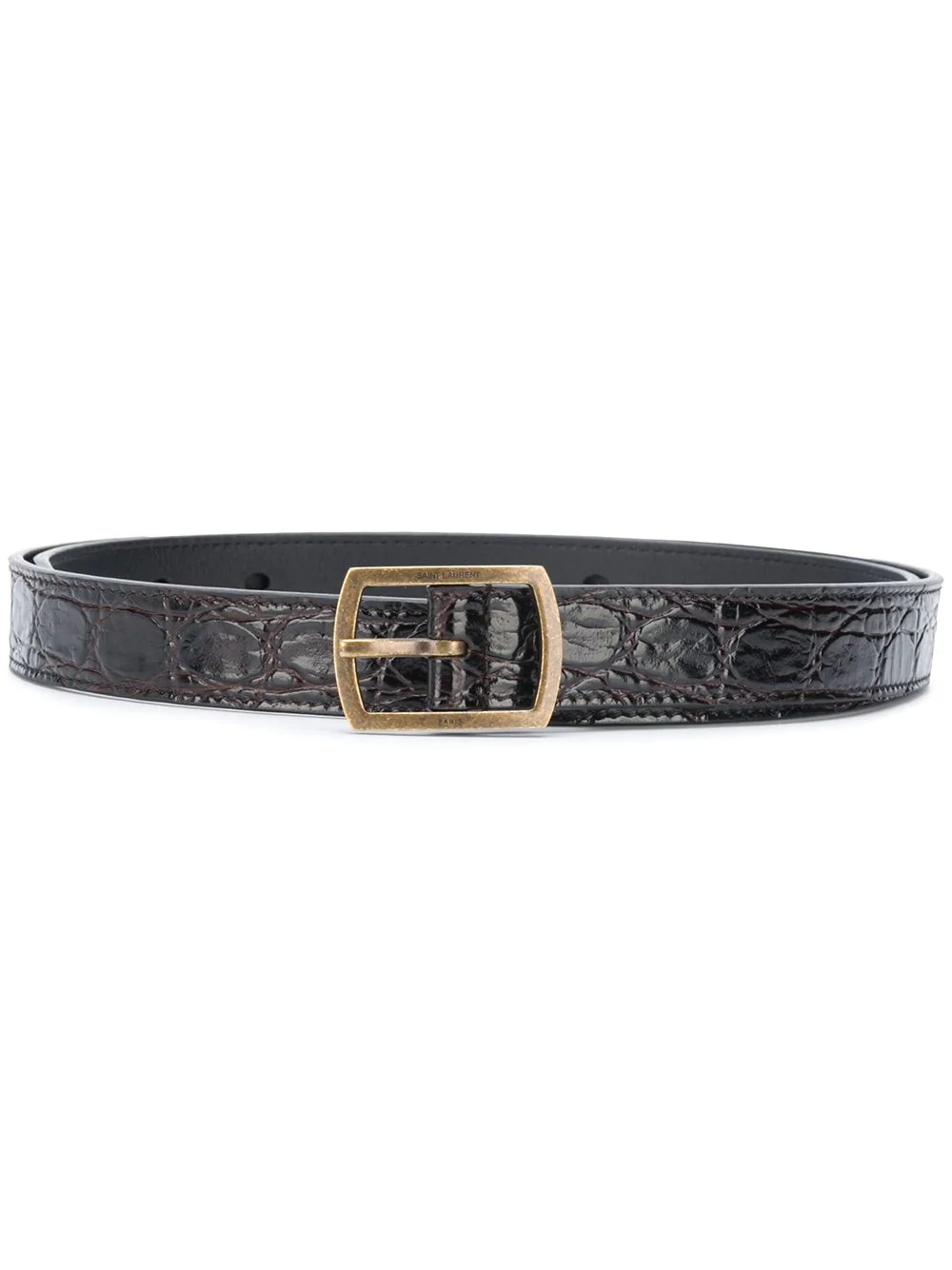 crocodile-embossed pavé buckle belt - 1