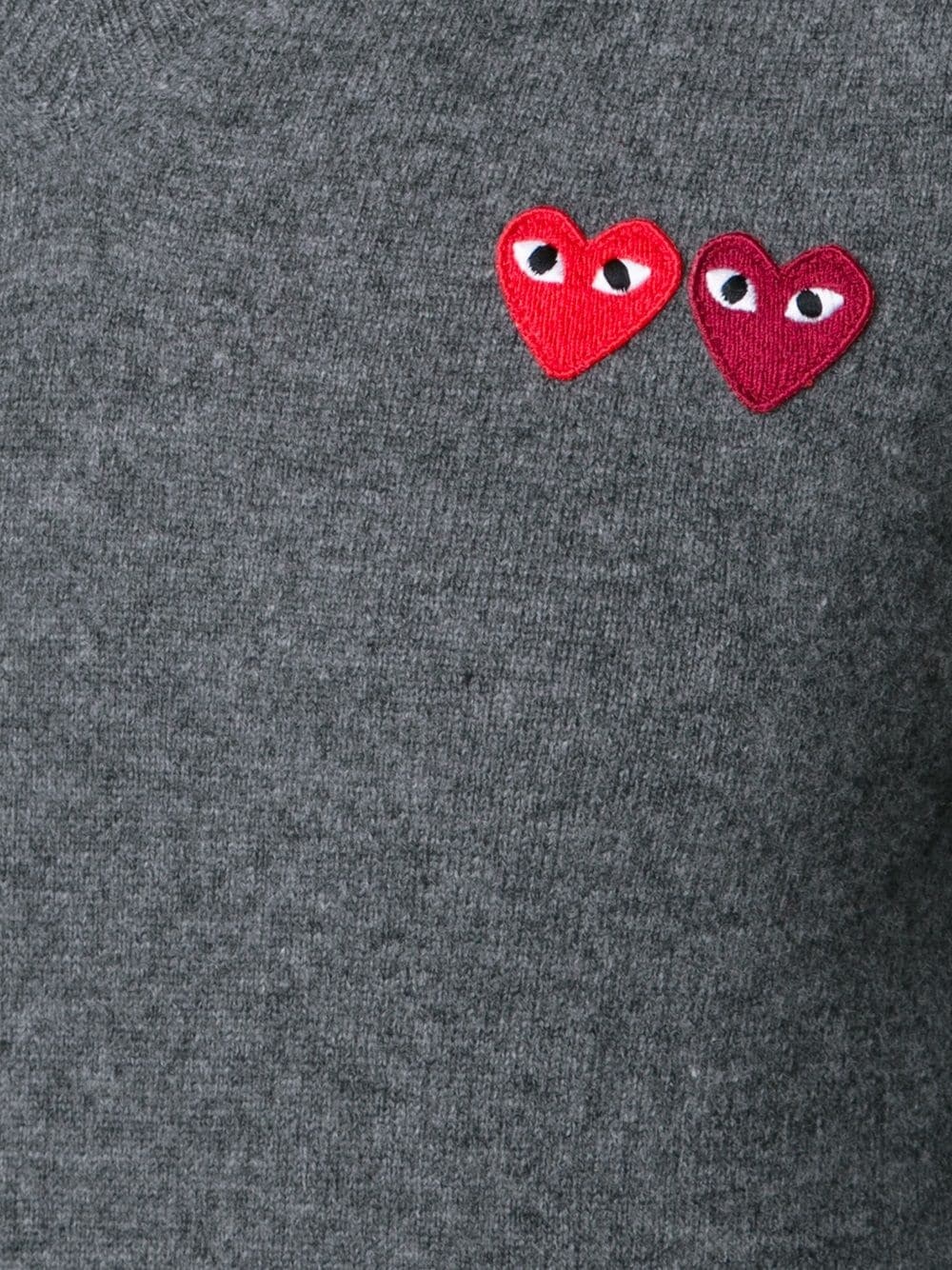 double heart v-neck jumper - 5