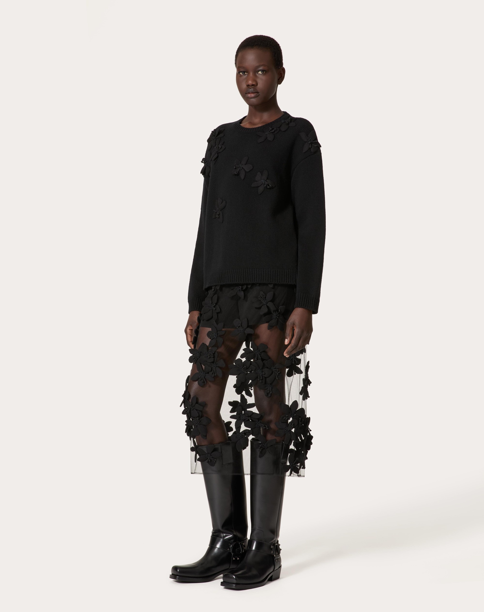 TULLE ILLUSIONE EMBROIDERED MIDI SKIRT - 2