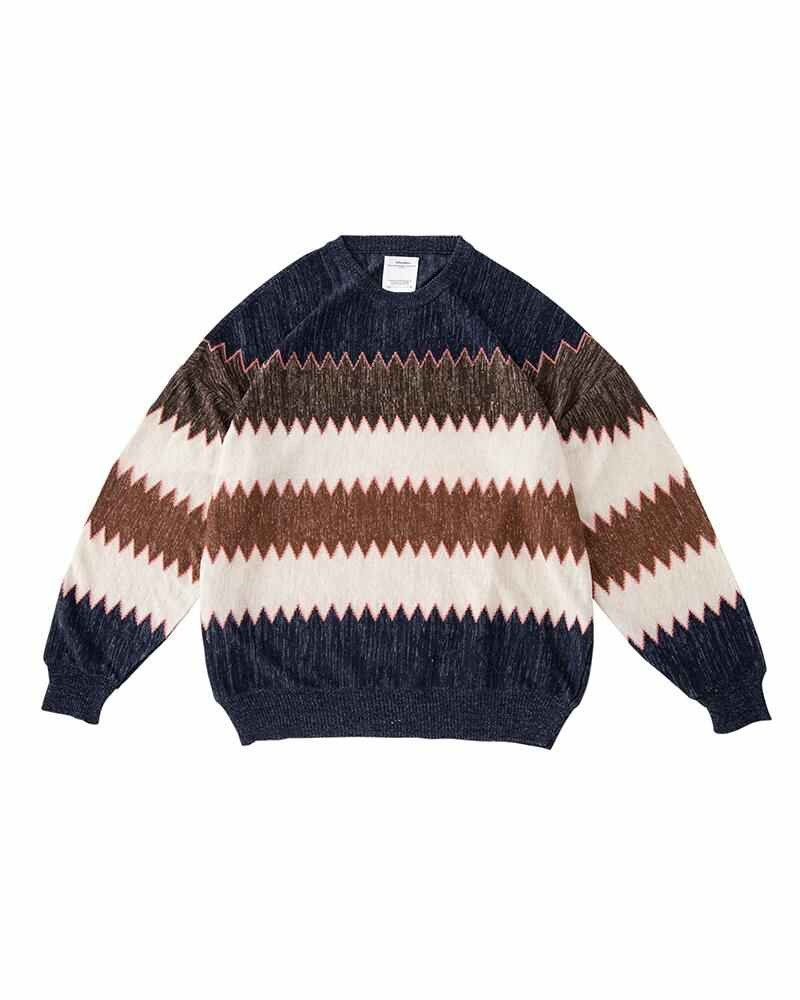 AMPLUS KNIT L/S ZIG-ZAG NAVY - 1