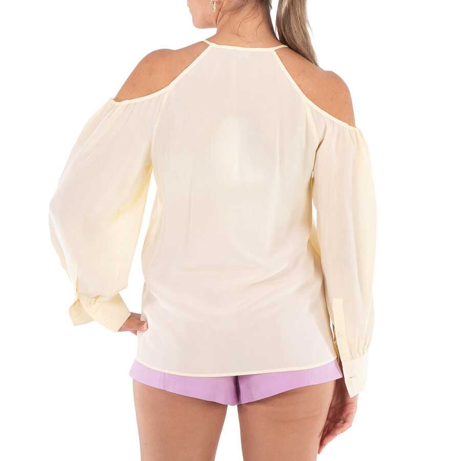 Stella Mccartney Ladies Yellow Off Shoulder Silk Blouse - 3
