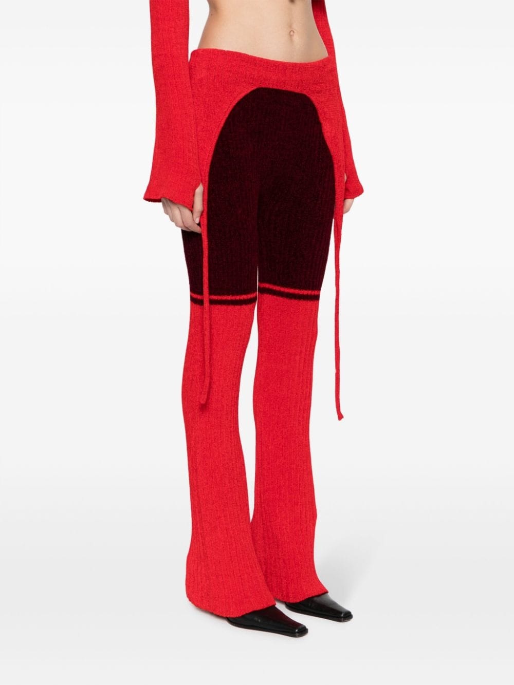 colour-block knitted trousers - 3
