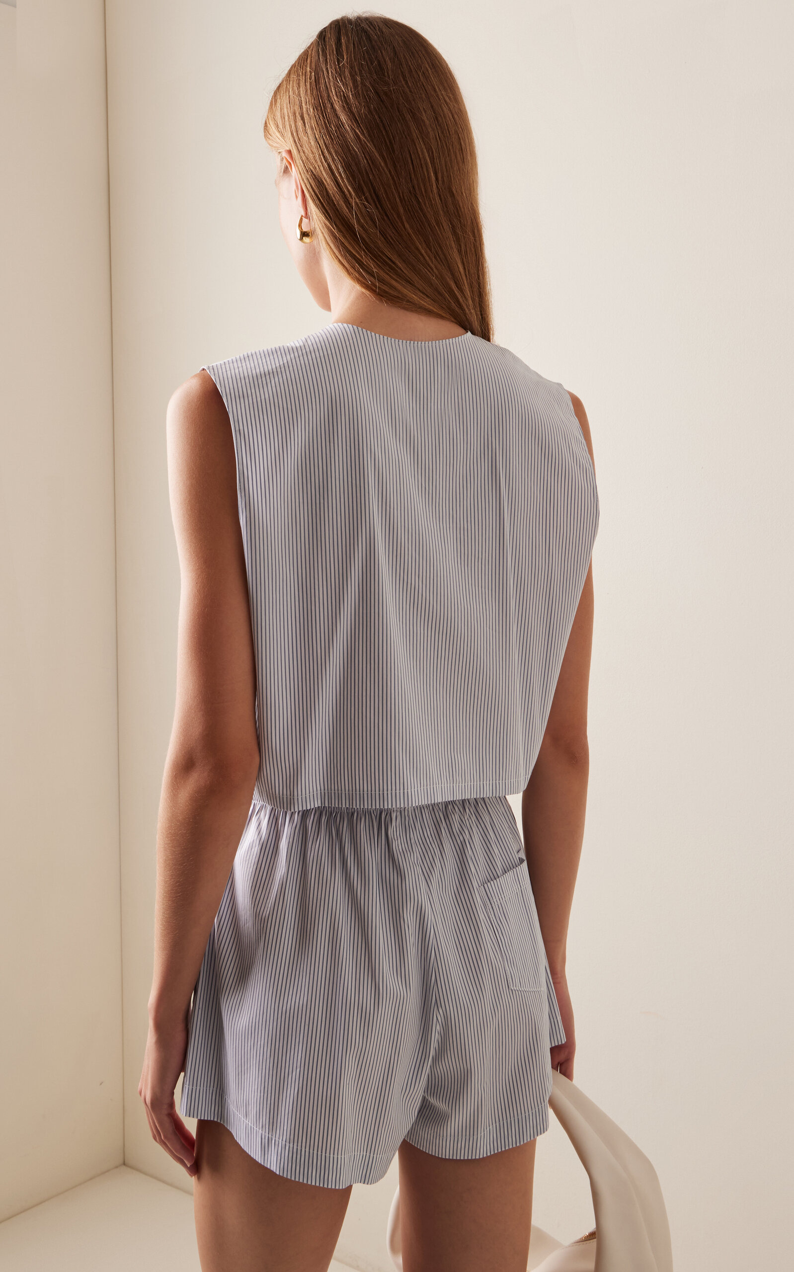 Yoshi Striped Cotton Vest blue - 4