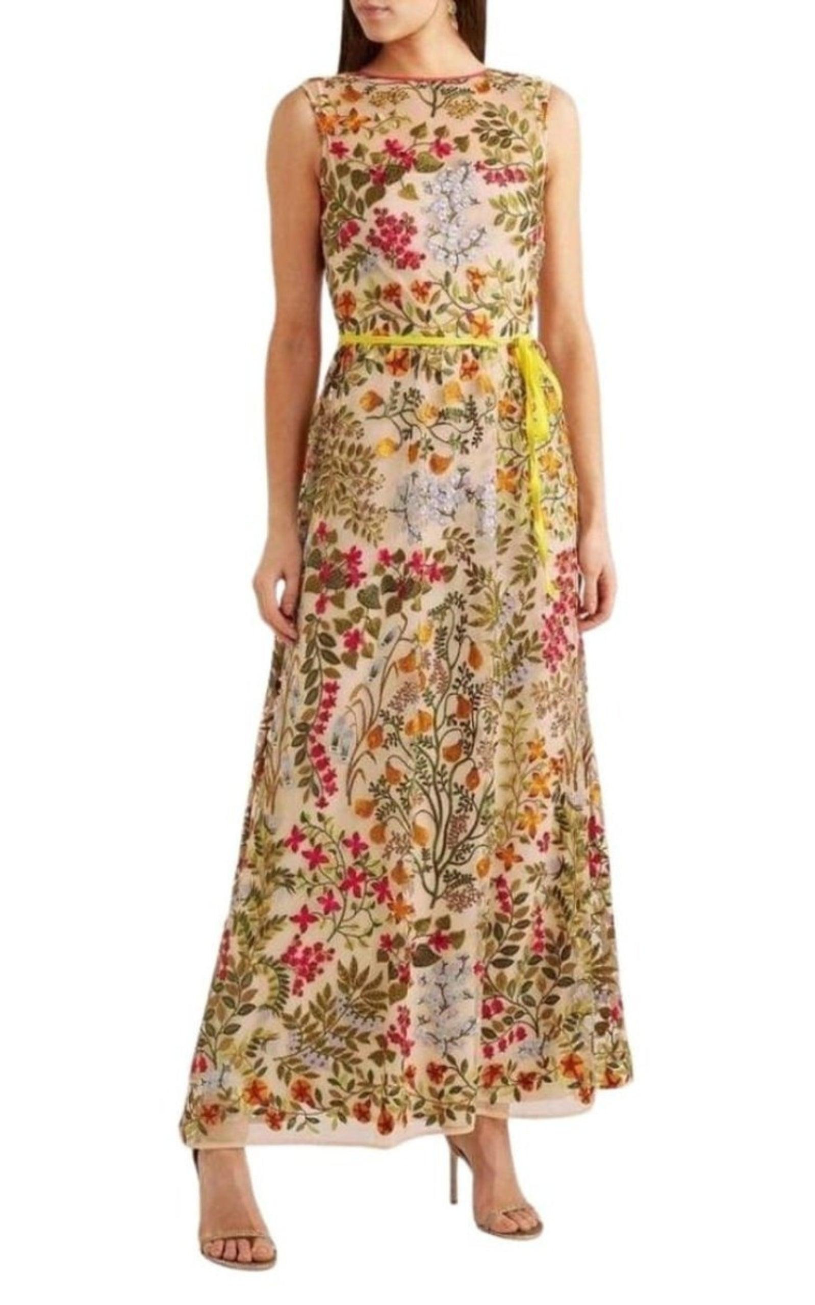 Embroidered Tulle Maxi Dress - 4