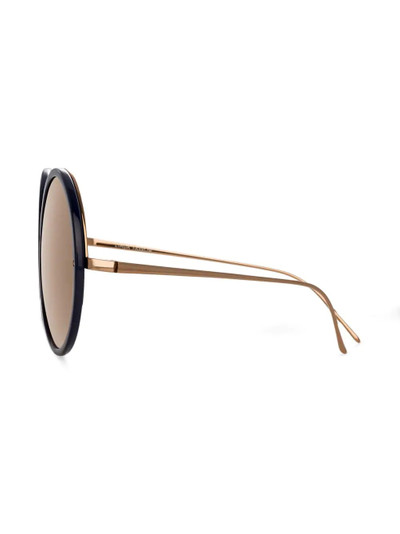 LINDA FARROW mirrored round-frame sunglasses outlook