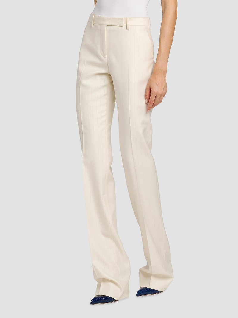Women's Shadow Striped Wool-Silk Straight-Leg Pants - Yae Cream 4