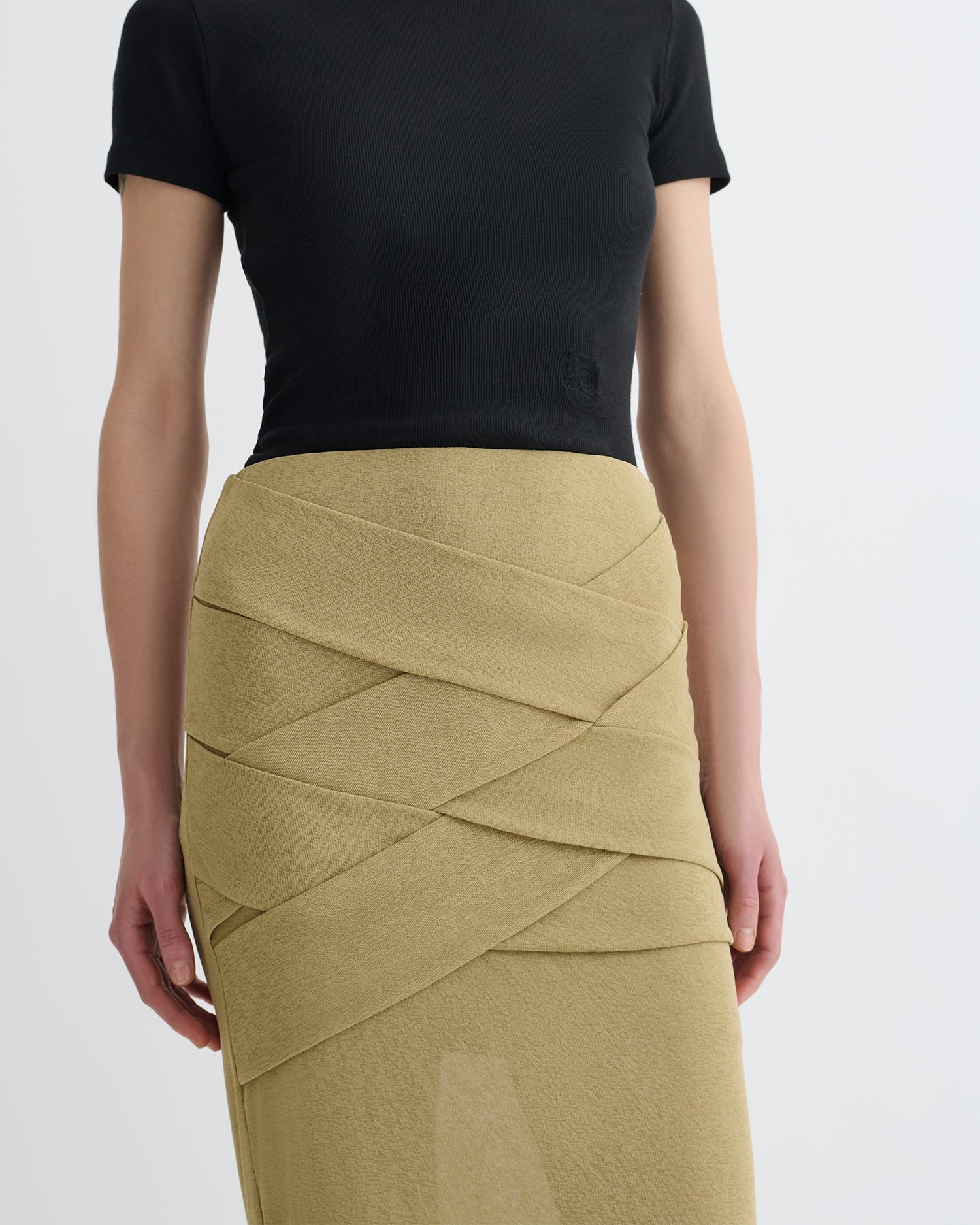 Draped Mesh Jersey Maxi Skirt - 4