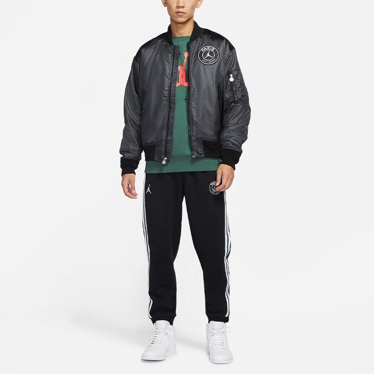Men's Air Jordan Paris Saint-Germain MA-1 Casual Sports Alphabet Solid Color Padded Clothes Black DB - 3