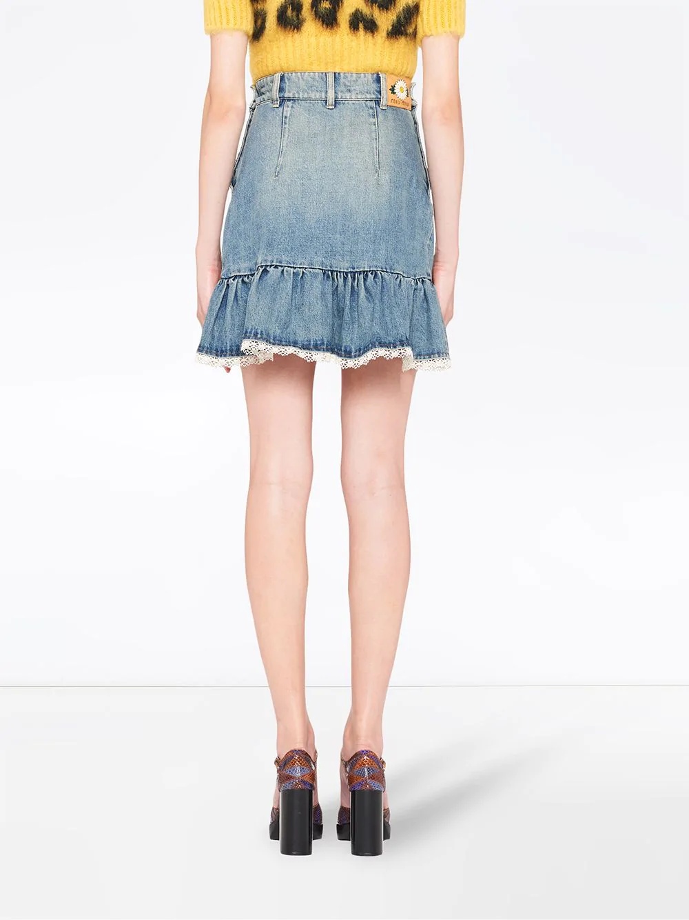 ruffle-trim denim skirt - 4