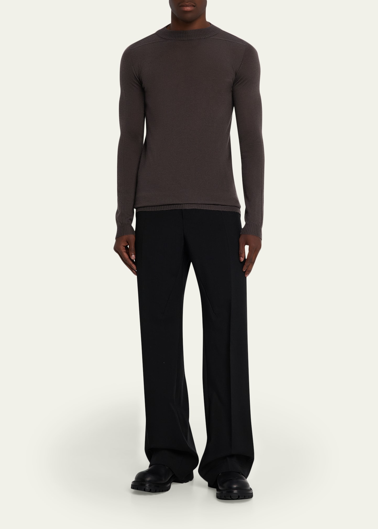 Men's Wool Grain Wide-Leg Trousers - 2