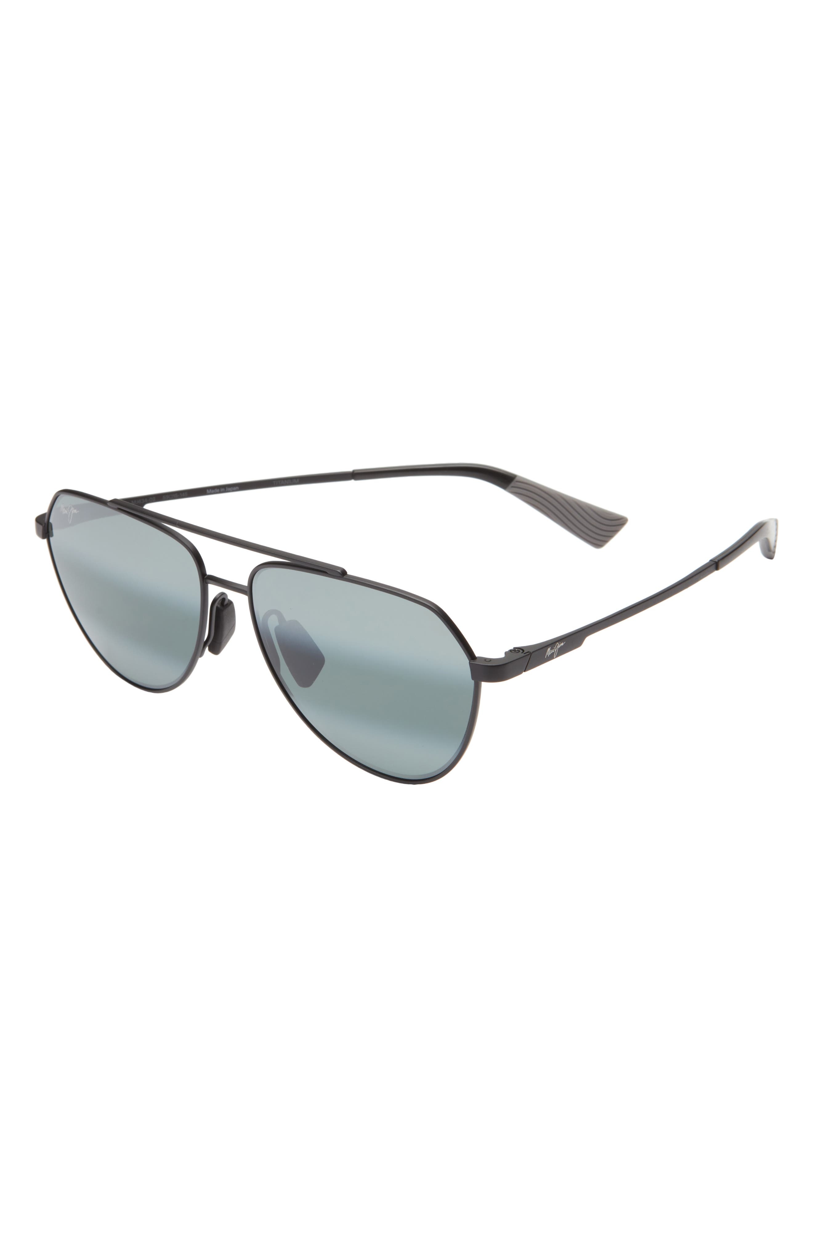 Maui Jim Waiwai 59mm PolarizedPlus2® Aviator Sunglasses in Matte Black W/Grey at Nordstrom - 2