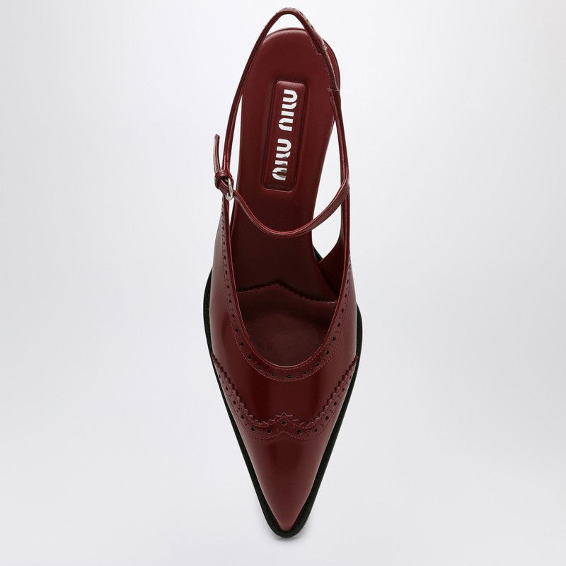 Miu Miu Brogue Bordeax Brushed Leather Pumps Women - 3