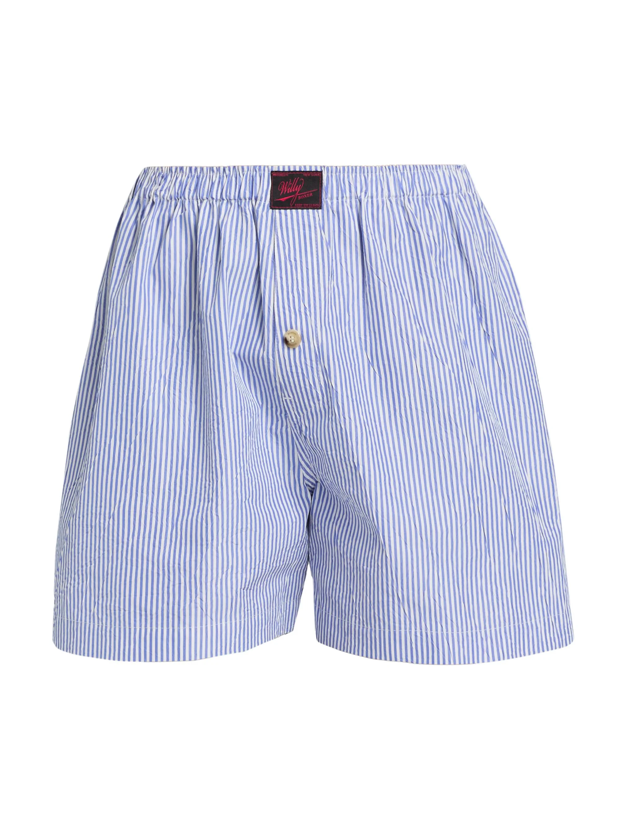 Men's Striped Cotton-Blend Boxer Shorts - Sail Blue Stripe - 1