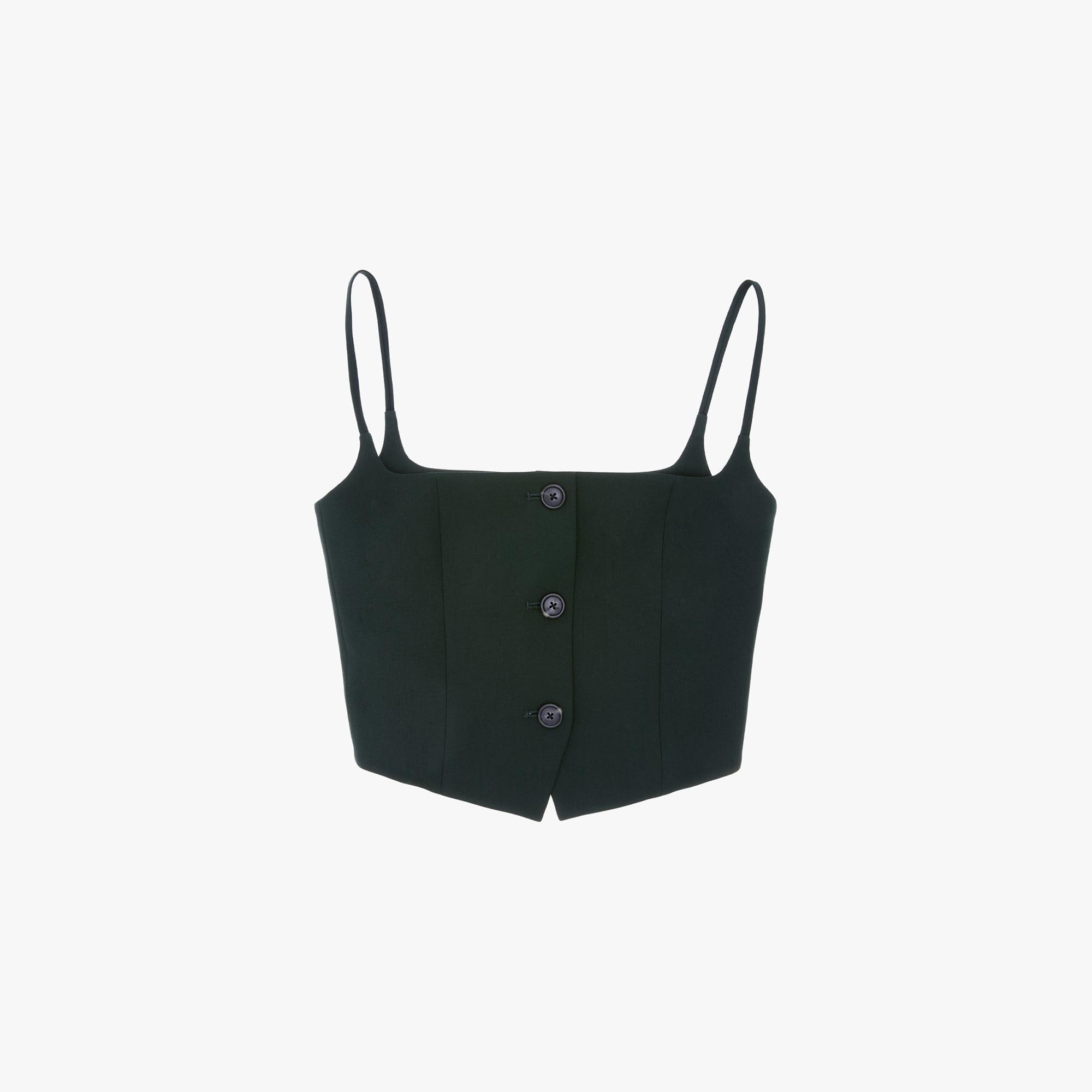 CROPPED STRETCH WOOL BLAZER TOP - 1