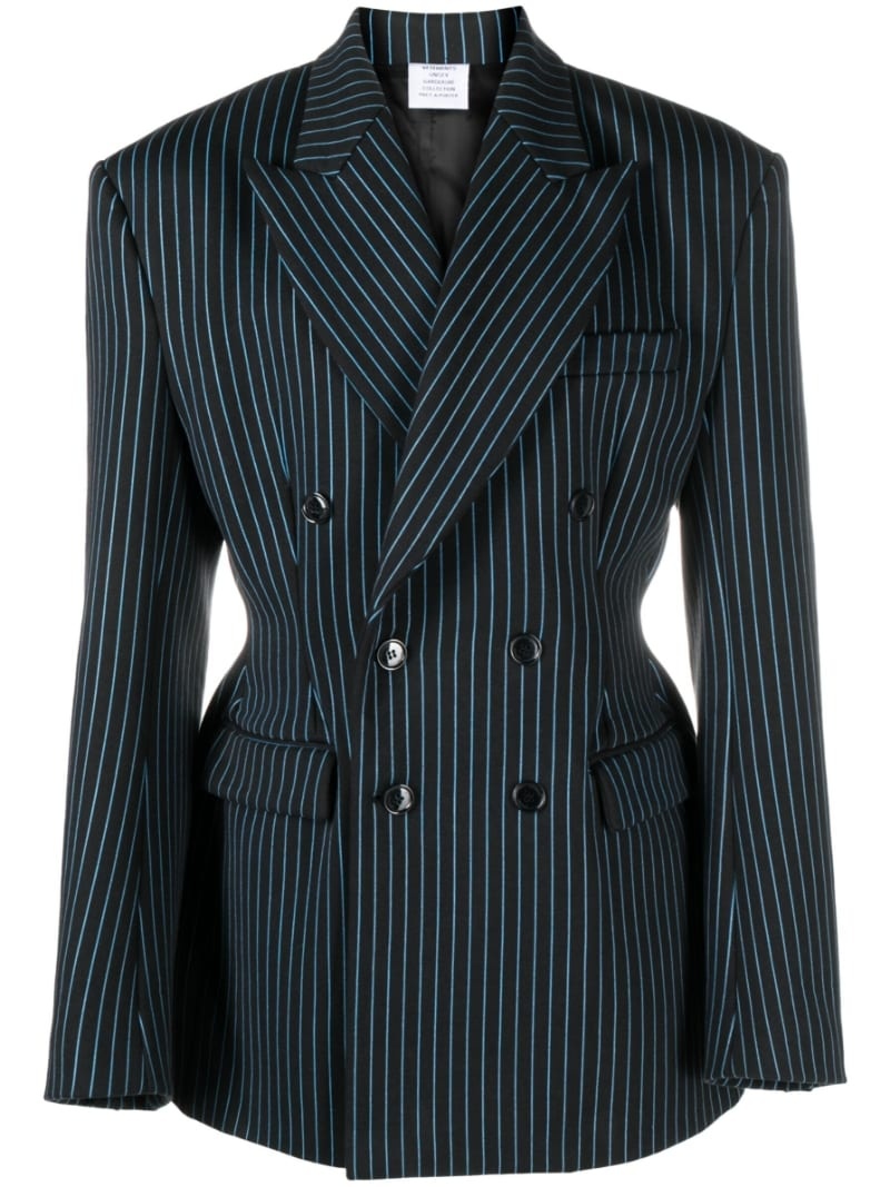 Molton striped double-breasted blazer - 1