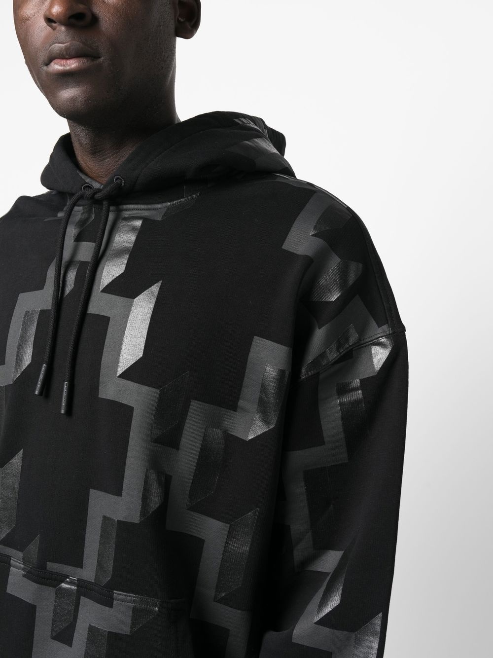 geometric-print cotton hoodie - 5