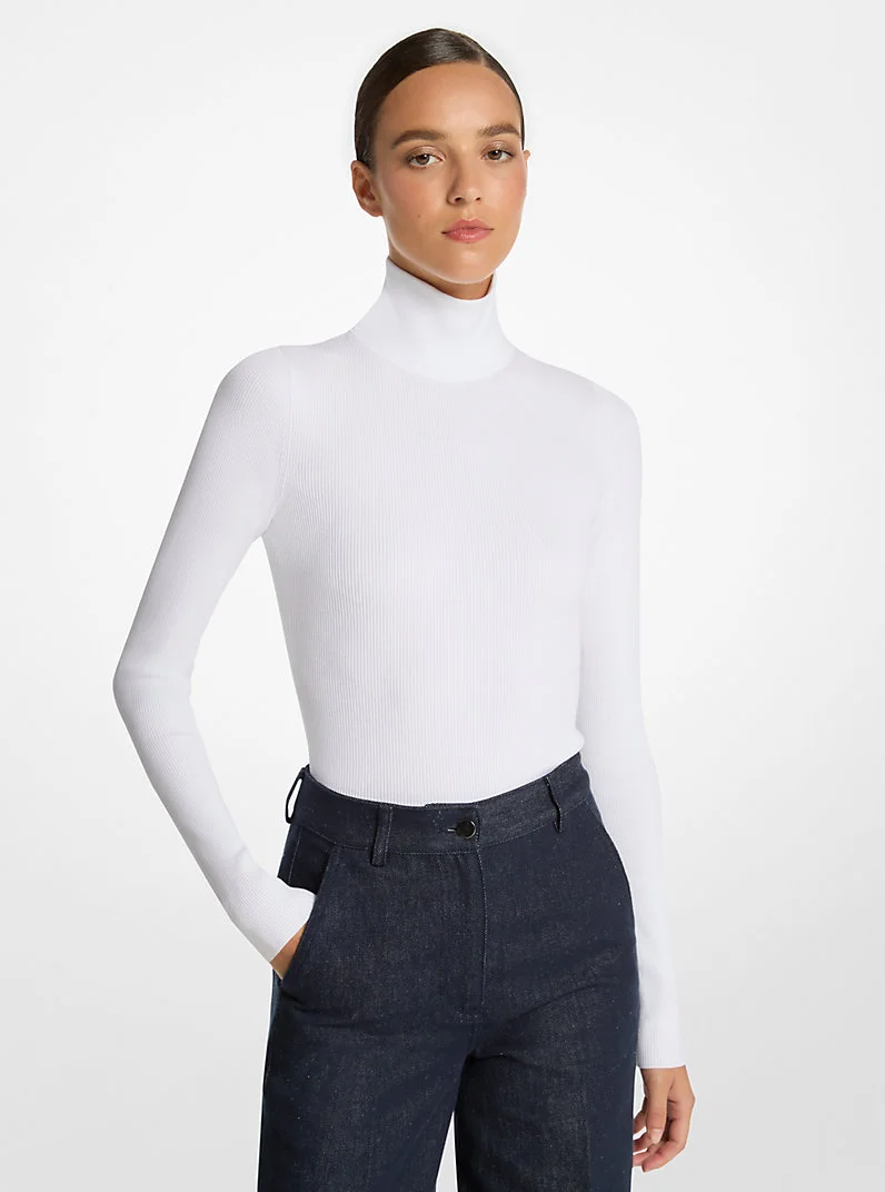 Stretch Viscose Turtleneck Bodysuit - 1