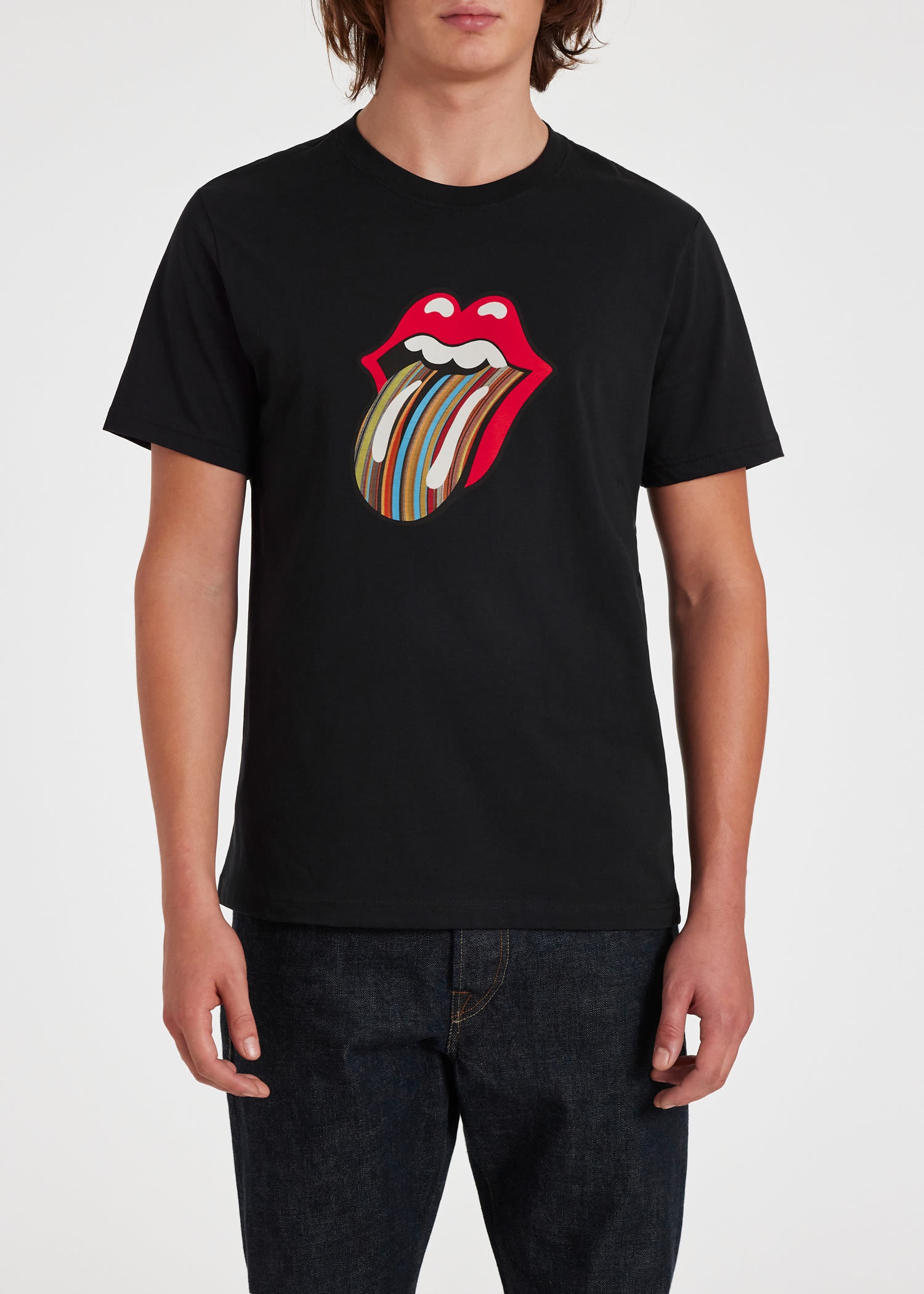 Black 'Signature Stripe' Tongue Logo T-Shirt - 5