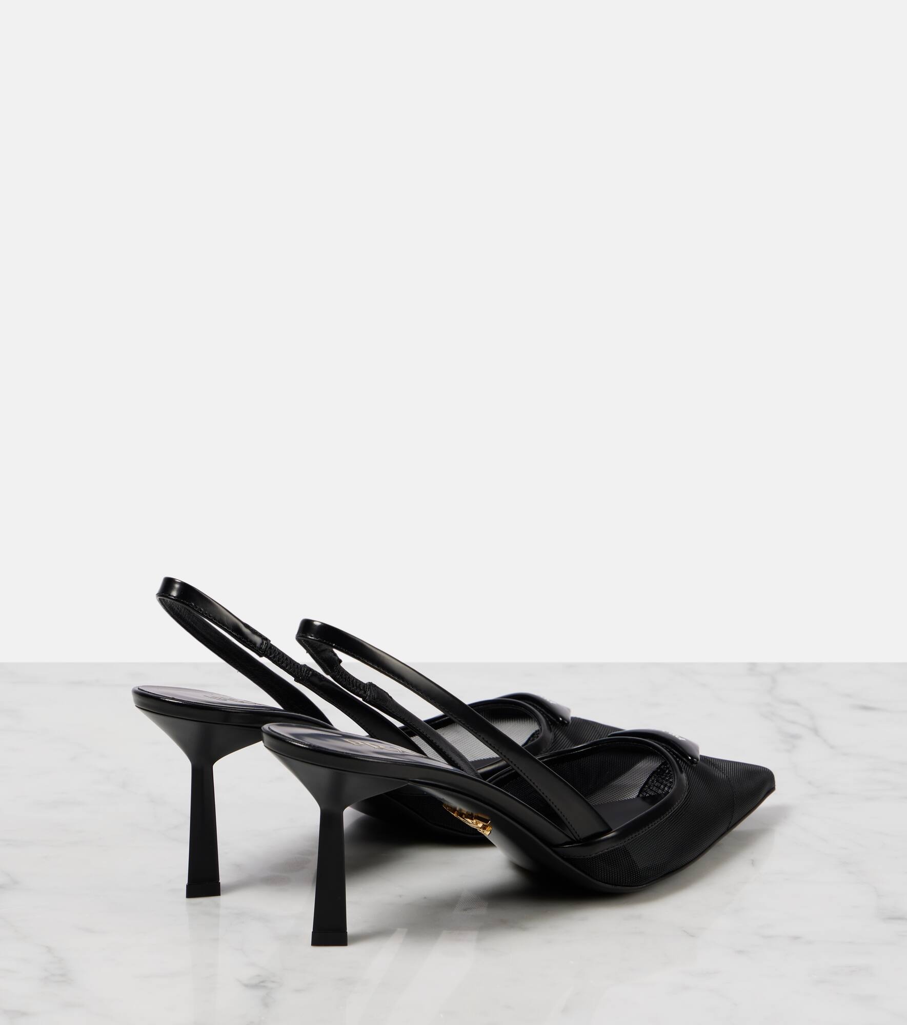 75 logo leather-trimmed slingback pumps - 2