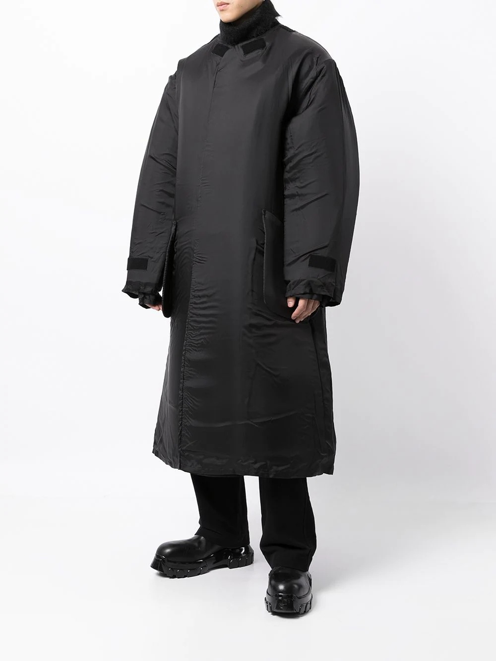 concealed-front fastening coat - 6