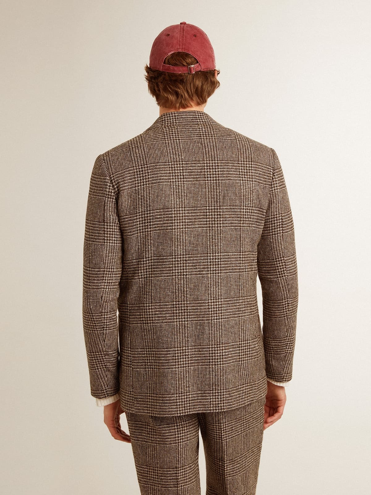 Gray single-breasted blazer for men in houndstooth wool - 5