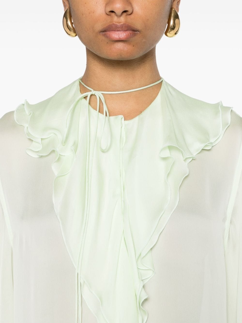 Romantic semi-sheer ruffled shirt - 5