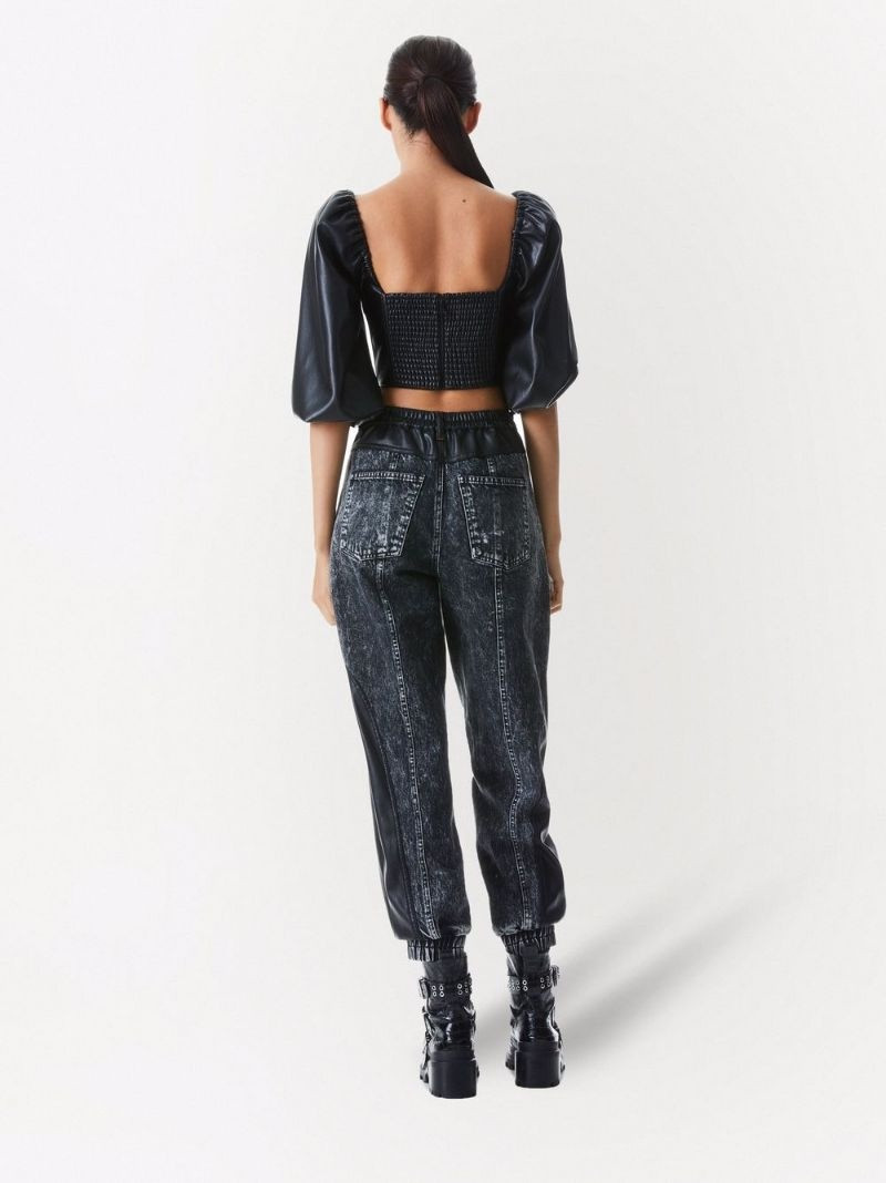 Jenny vegan leather panelled cropped jeans 4