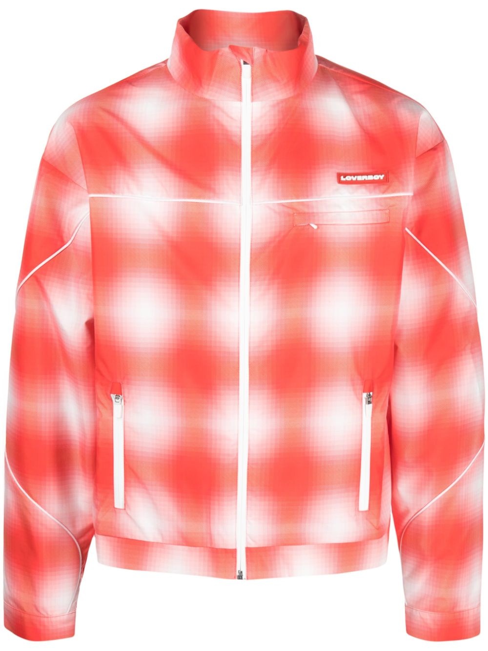 Airbrushed tartan-print track jacket - 1