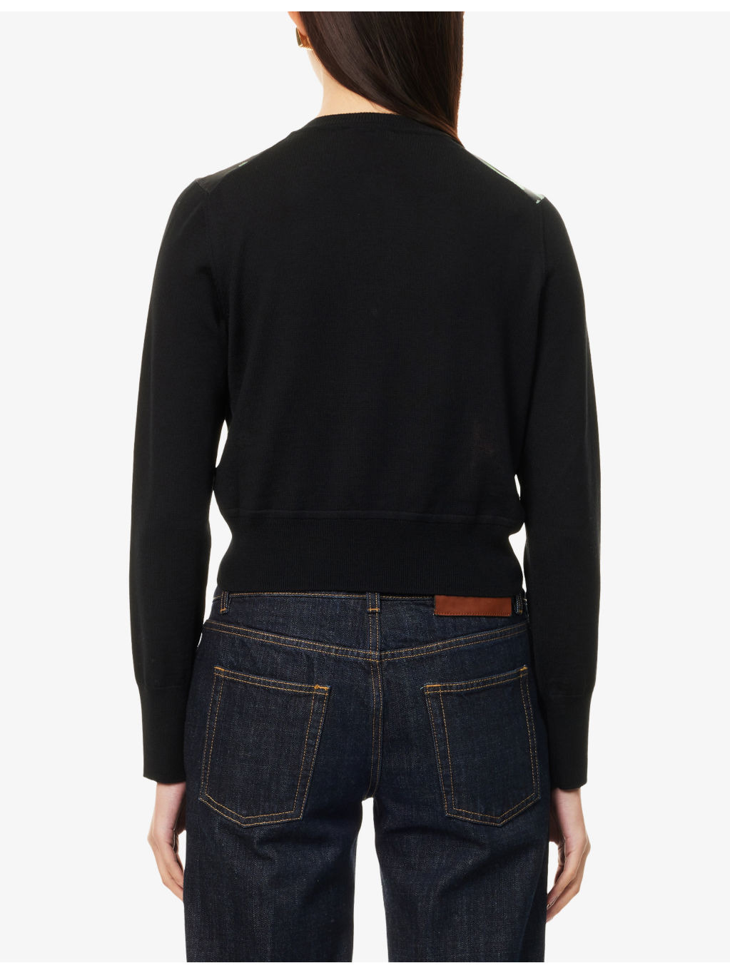 Floral Cropped Wool Knitted Cardigan - 4